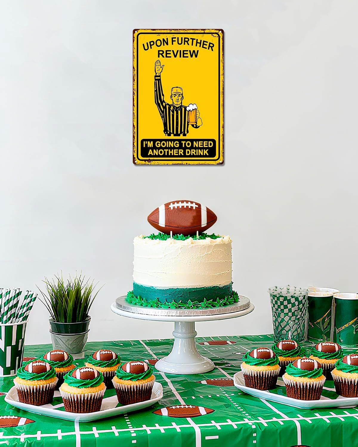 Funny Football Gifts for Men – 8X12 Vintage Man Cave Decor Tin Sign, Football Party Wall Decoration for Guys Home Bar, Unique Sports Present Idea