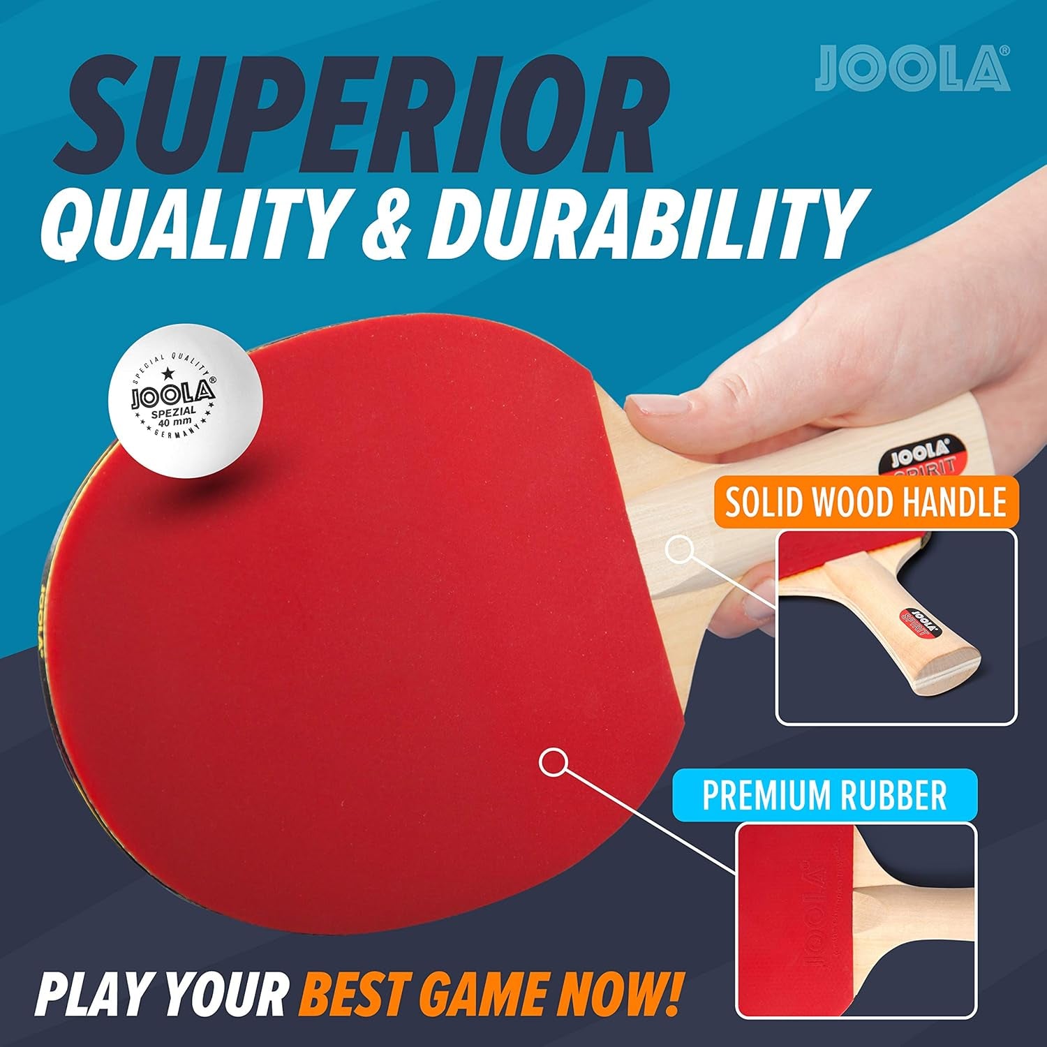 Family Premium Ping Pong Paddles Set of 4 - Advanced Table Tennis Rackets, 10 Training 3 Star Ping Pong Balls, and Storage Case - Competitive or Recreational Play - Indoor and Outdoor Compatible