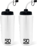 1 Liter Water Bottle with Straw – 2-Pack Easy-Squeeze Sports Bottles with Long Straw & Built-In Finger Grip – Bpa-Free – Made in USA – Ideal for Hockey, Football, Lacrosse & Boxing