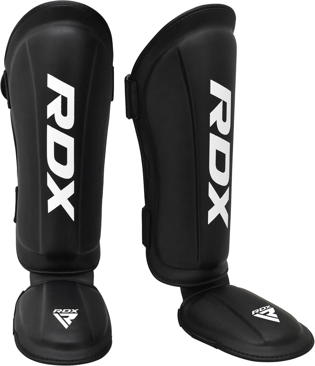 Shin Guards Kickboxing Muay Thai, SATRA SMMAF Approved, Premium Maya Hide Leather, Leg Instep Protection Pads, MMA Martial Arts Kicking Sparring Training Gear, BJJ Karate Boxing Taekwondo, Black
