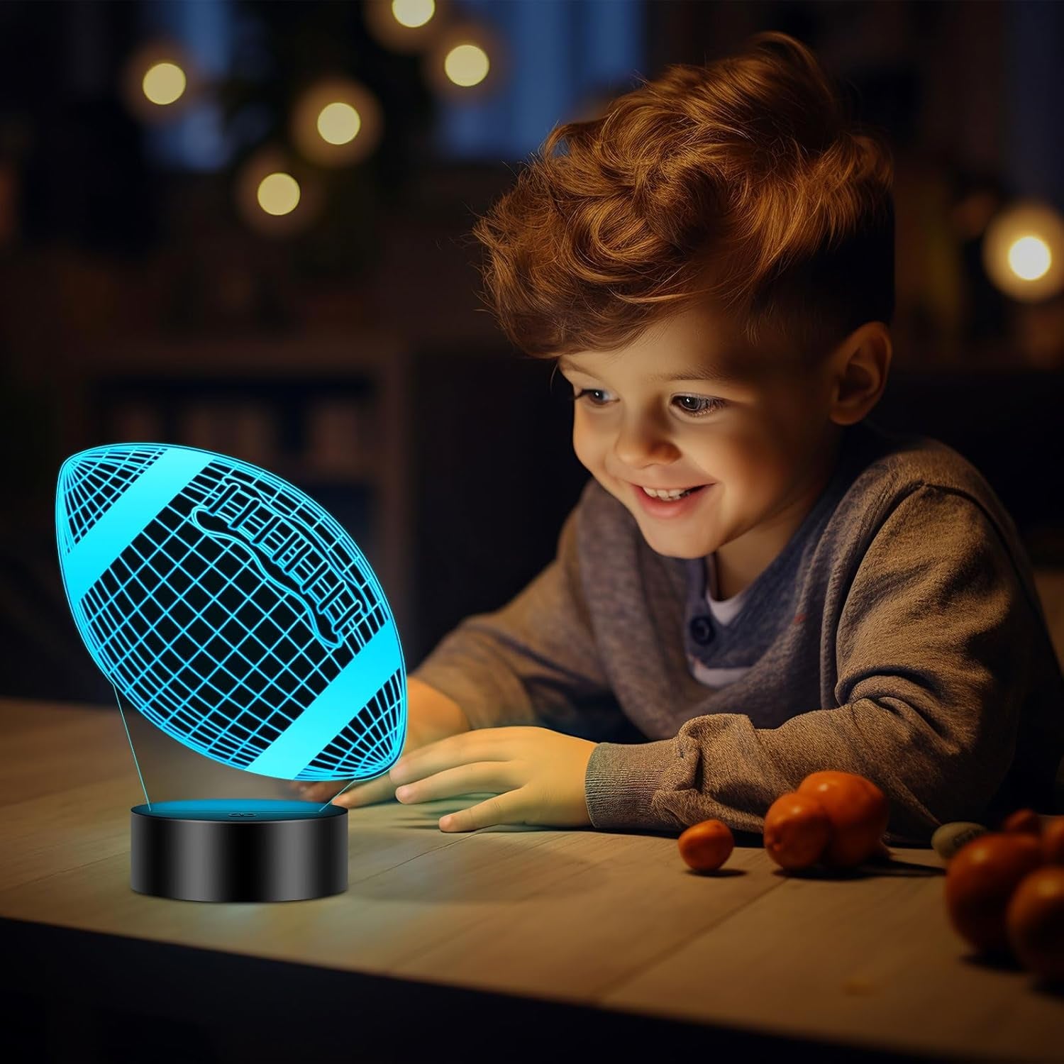 Football Gifts for Teens Boys Girls, Rugby 3D Illusion Night Light Room Decor, 6 7 8 9 10 11 12 13 Year Old Boy Gifts for Christmas Birthday Easter Sports Fan Presents