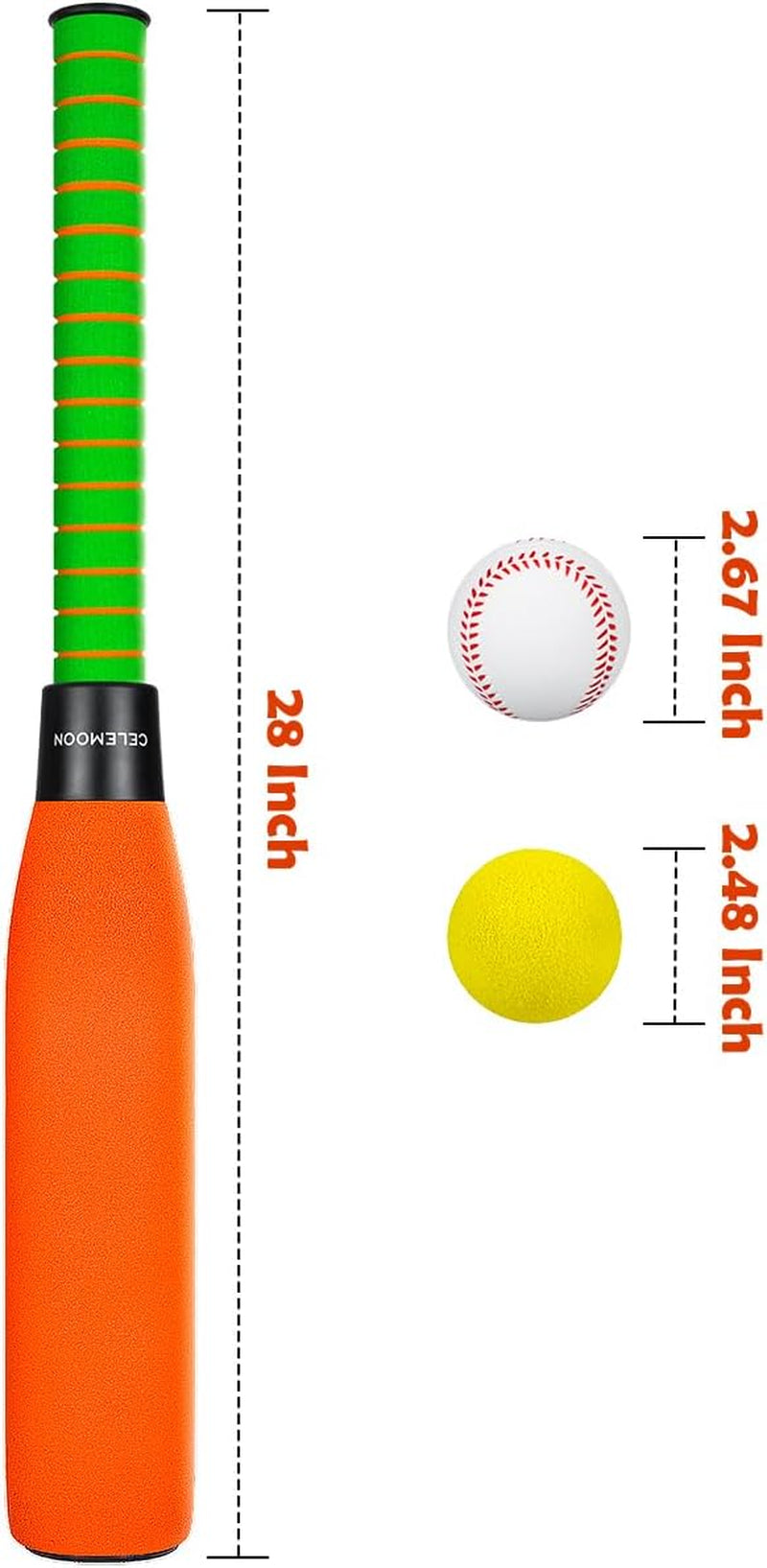 22 Inch Soft Foam Kids Baseball Bat Set with Balls | Gift Toys for Children Toddlers Boys Girls Age 3-5-8 Outdoor Indoor Sport T Ball Game Playing
