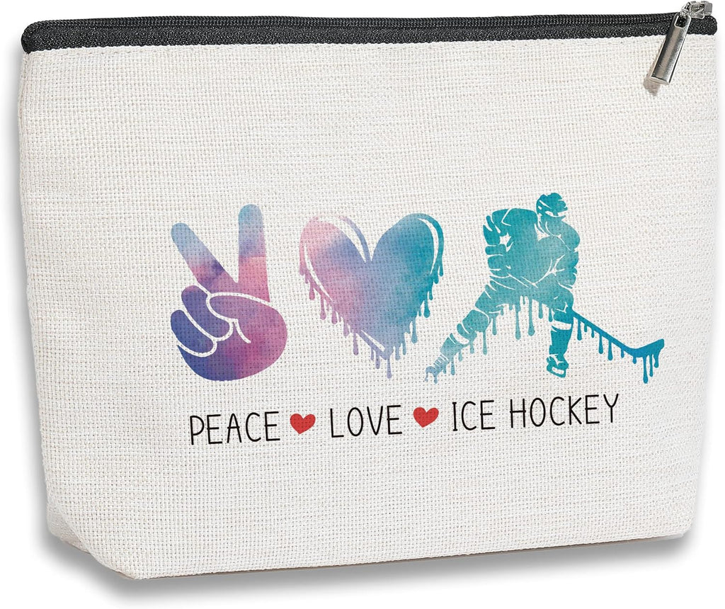 Hockey Gifts Inspirational Gifts for Ice Hockey Lovers Team Players Makeup Bag Travel Pouch Christmas Birthday Gift for Women Athletics Coach Friend Sister