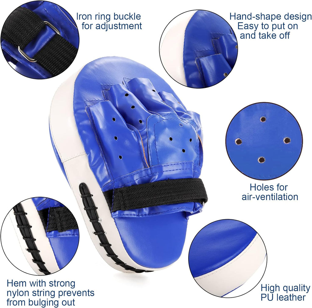 Boxing Focus Pads and Taekwondo Pad, 15.5 X 8 Blue, 2-In-1 Punching Mitts Kick Pack Set, Martial Arts MMA Kicking Shield Training for Men Women Gym