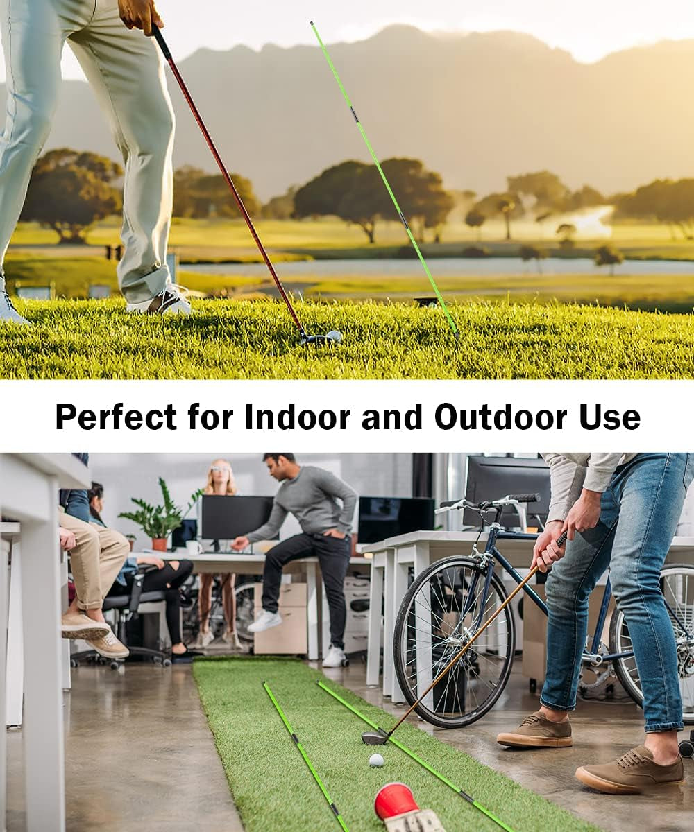 Golf Alignment Sticks - 48" Collapsible Golf Practice Rods for Aiming, Putting, Full Swing Trainer, Posture Corrector with Clear Tube Case, Golf Training Equipment
