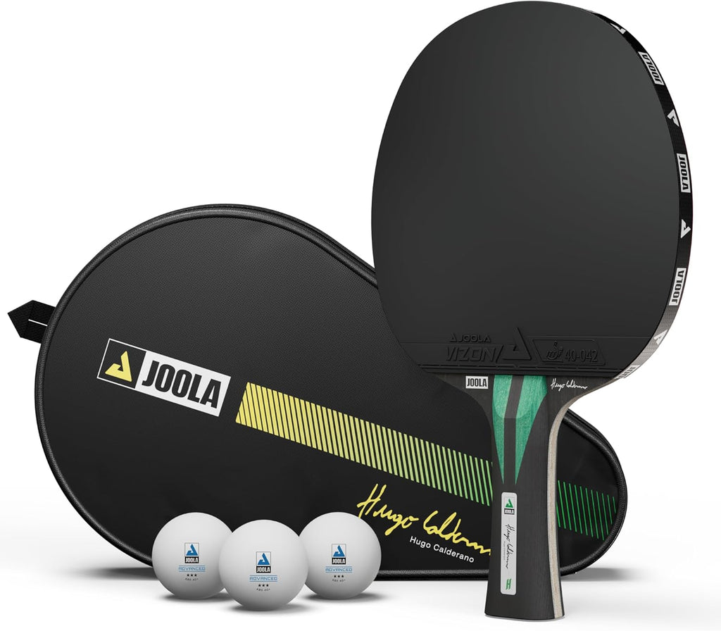 Hugo Calderano Carbon Pro Table Tennis Racket Set – Includes Competition-Level Racket with Ittf-Approved Micron Rubbers and Carbon Fiber Blade, 3-Star Tournament Balls & Protective Carry Case