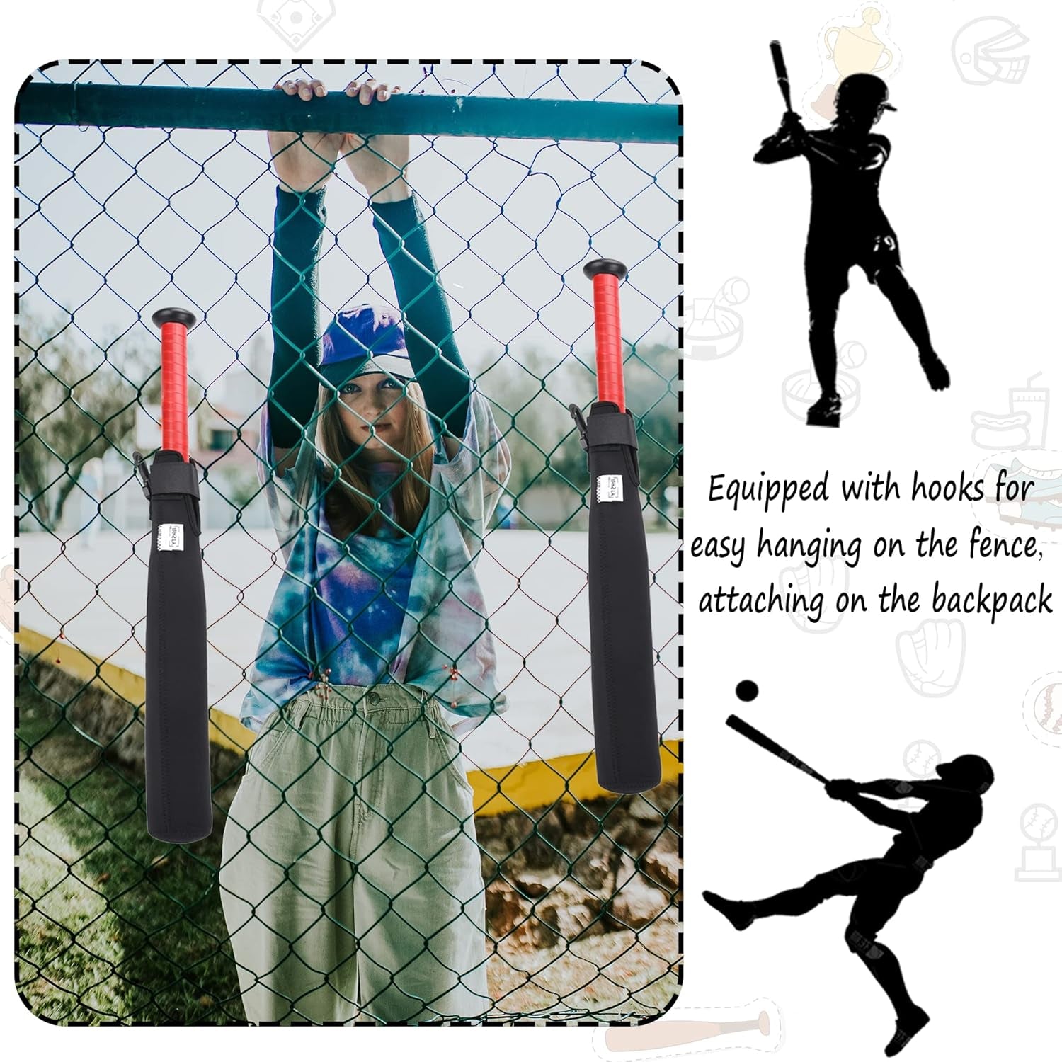 Bat Protector Sleeve for Baseball & Softball, Bat Warmer & Cover with Hook
