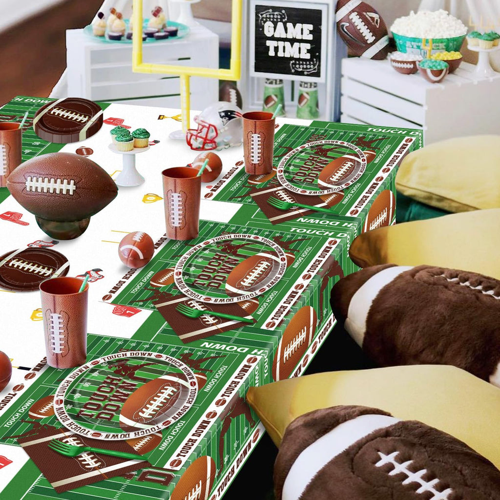 Football Party Decorations - 82Pcs Supplies Including Plates, Napkins, Tablecloth for Kids Fans Tailgate Gameday Birthday Party, Serves 20