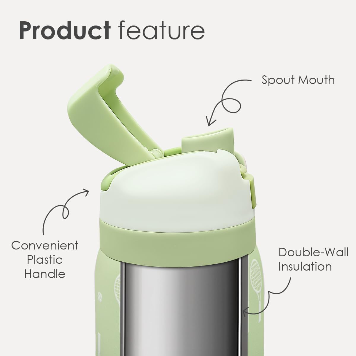 Tennis Insulated Stainless Steel Water Bottle with Straw for Sports and Travel, 32Oz, Gifts for Tennis Lover Women Girls Friends Teens Birthday Christmas