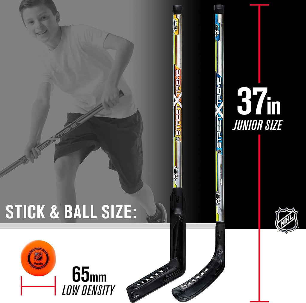 Franklin Sports NHL Kids Street Hockey Stick Set - Includes (2) Youth Street Hockey Sticks + (1) Outdoor Roller Hockey Ball - Perfect Hockey Starter Set for Kids
