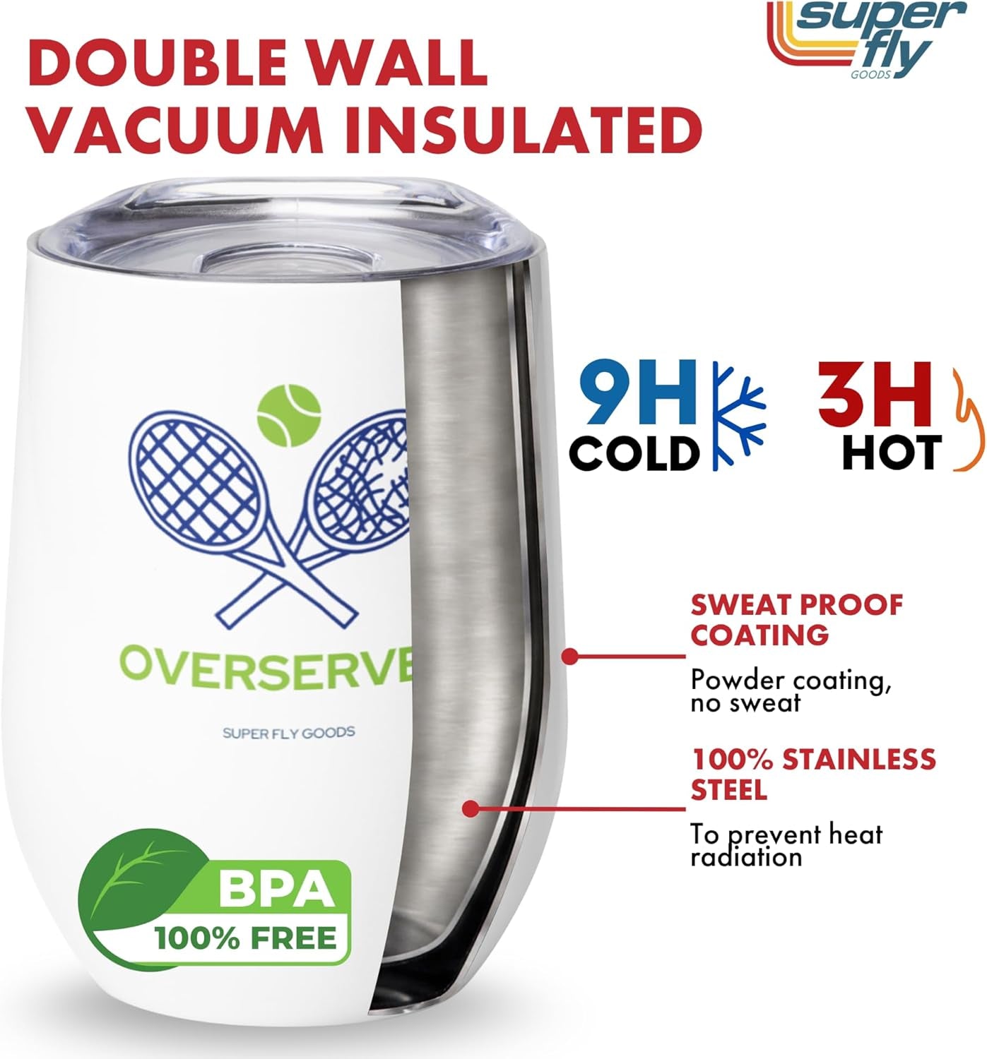 - 12 Oz Tennis Mug – Insulated Stainless Steel Tumbler with Lid | Keeps Beverages Hot or Cold | Cool Gifts for Women, Dad & Players, Unique Gift Idea (Tennis)
