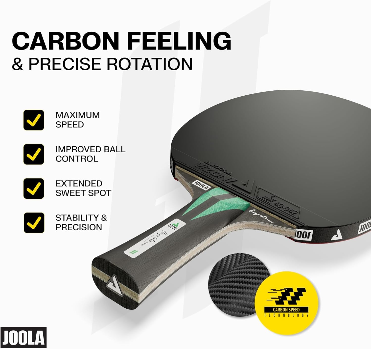Hugo Calderano Carbon Pro Table Tennis Racket Set – Includes Competition-Level Racket with Ittf-Approved Micron Rubbers and Carbon Fiber Blade, 3-Star Tournament Balls & Protective Carry Case