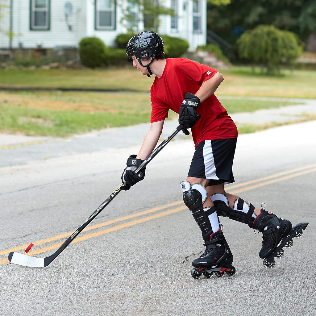 Franklin Sports Street Hockey Sticks - Ambush Junior Street Hockey Stick - Wood and Fiberglass Shaft - ABS Blade - One Piece Stick - 46", 52", 58"