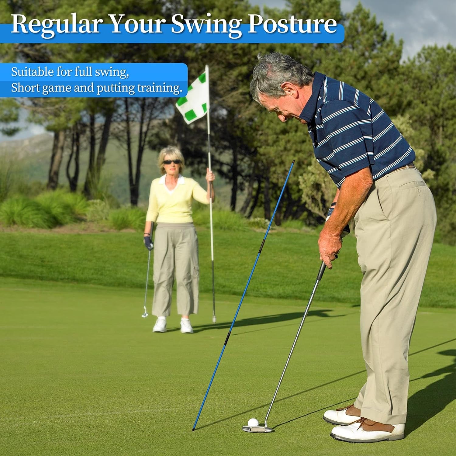 Golf Alignment Stick, 2 Set Golf Alignment Rods, 48" Collapsible Alignment Stick Golf Training Aid for Aiming, Putting, Posture Corrector, Golf Practice Sticks with Clear Tube Case