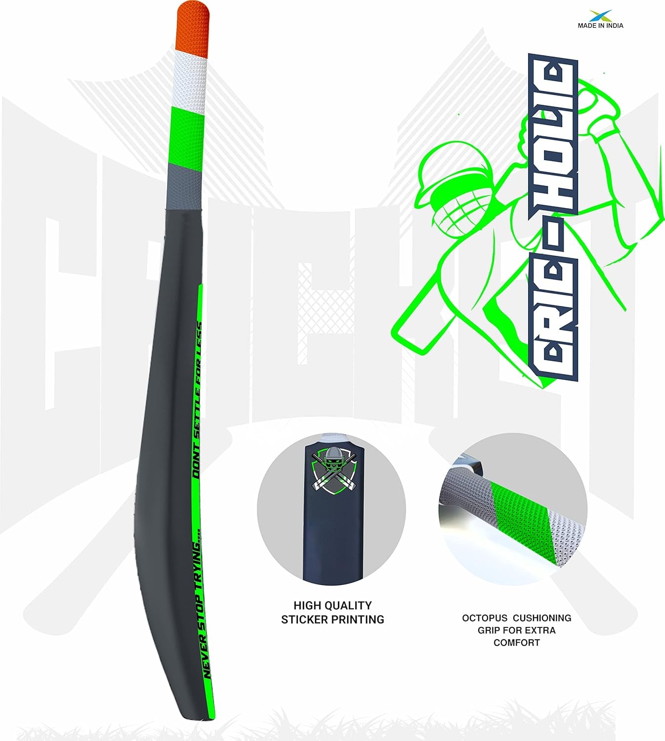 Cric-Holic Senior Plastic Cricket Full Size Bat (34 X 4.5 Inch) for All Age Group with Soft Cricket Ball Combo