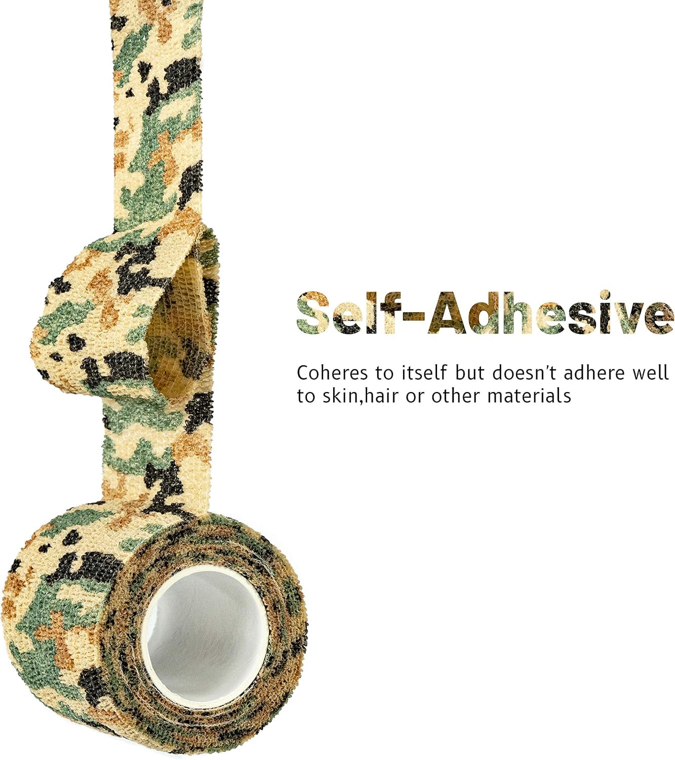 9 Rolls Self Adhesive Wrap Athletic Tape Gauze, Breathable Elastic Cohesive Bandage for Sports Injury & Pet (7 Pcs 2" X 5 Yards + 2 Pcs 1" X 5 Yards) (German Woodland Camo)