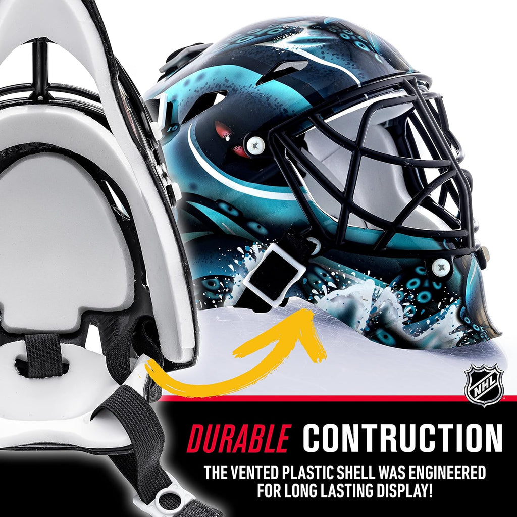 Franklin Sports NHL Team Logo Mini Hockey Goalie Mask with Case - Collectible Goalie Mask with Official NHL Logos and Colors