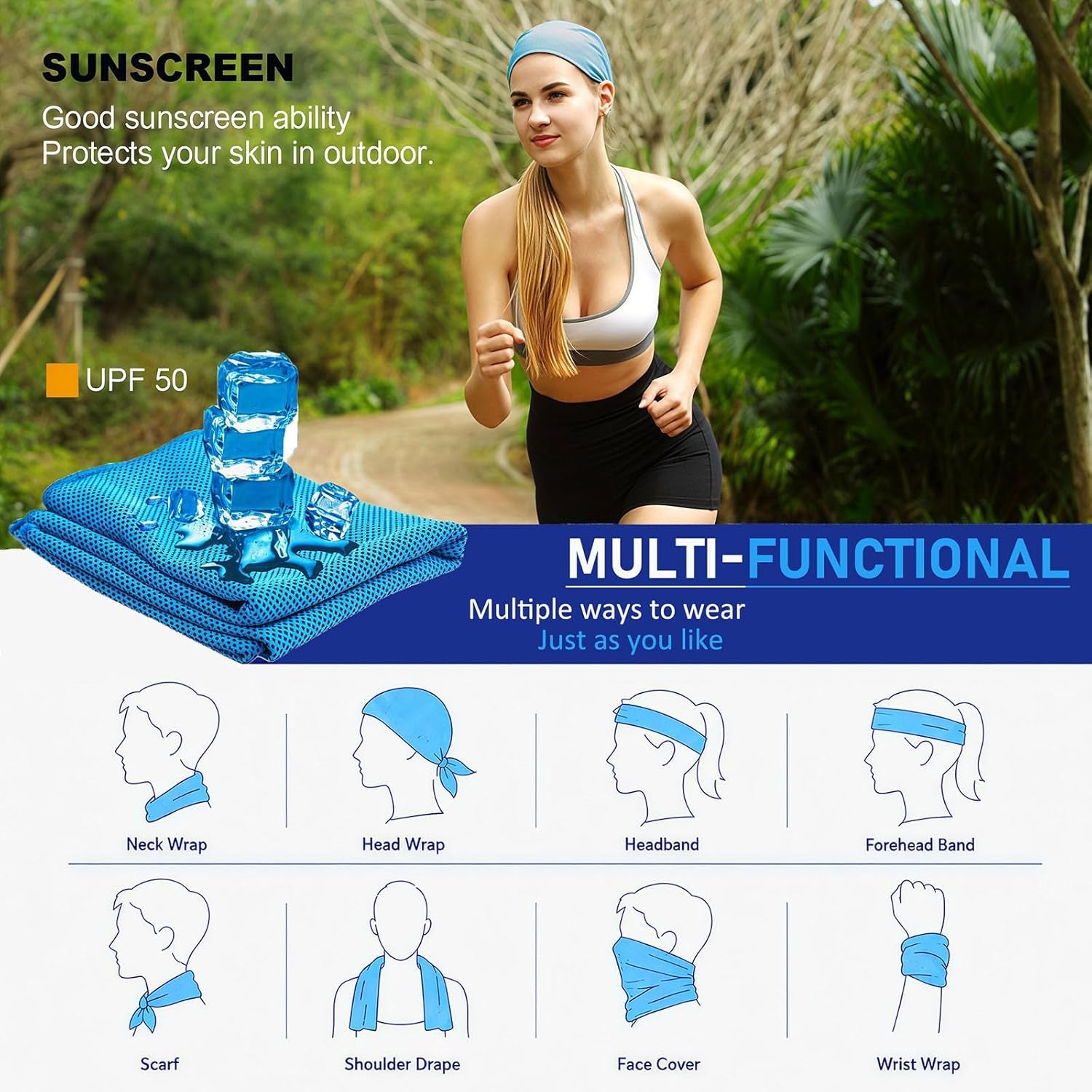 Cooling Towel | 2 Pack 47"X12" | Ice Cool for Neck | Soft Breathable Microfiber Chilly | for Yoga, Golf, Gym, Camping, Running, Workout & More Activities