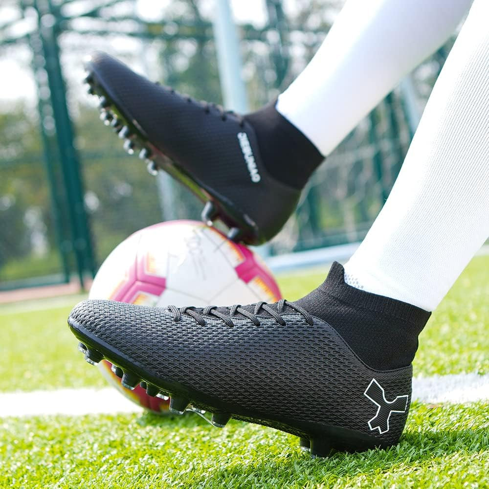 Men'S Soccer Cleats Football Cleats for Mens Big Boys High-Top Spikes Shoes for Youth Professional Training Turf Indoor Outdoor Sneaker