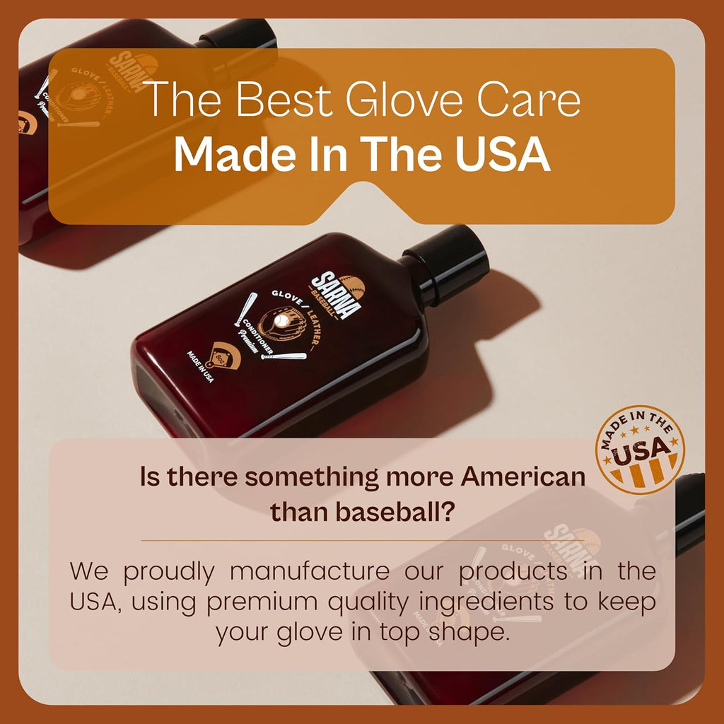 Glove Conditioner, Liquid, 8 Oz – Water-Based, Non-Darkening, No Sticky Residue – Glove Conditioner for Mitts, Baseball & Softball Gear Made in USA