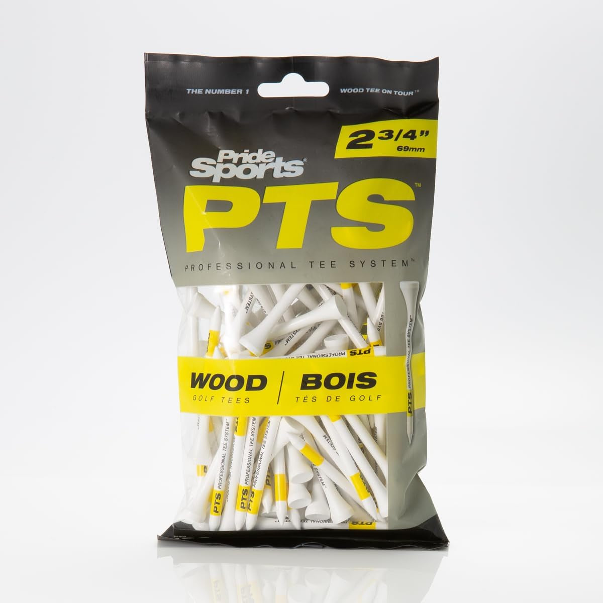 PTS Wood Golf Tees | 100 Count, 2-3/4 Inch | #1 Wood Tee on Tour | Best for Drivers & Woods