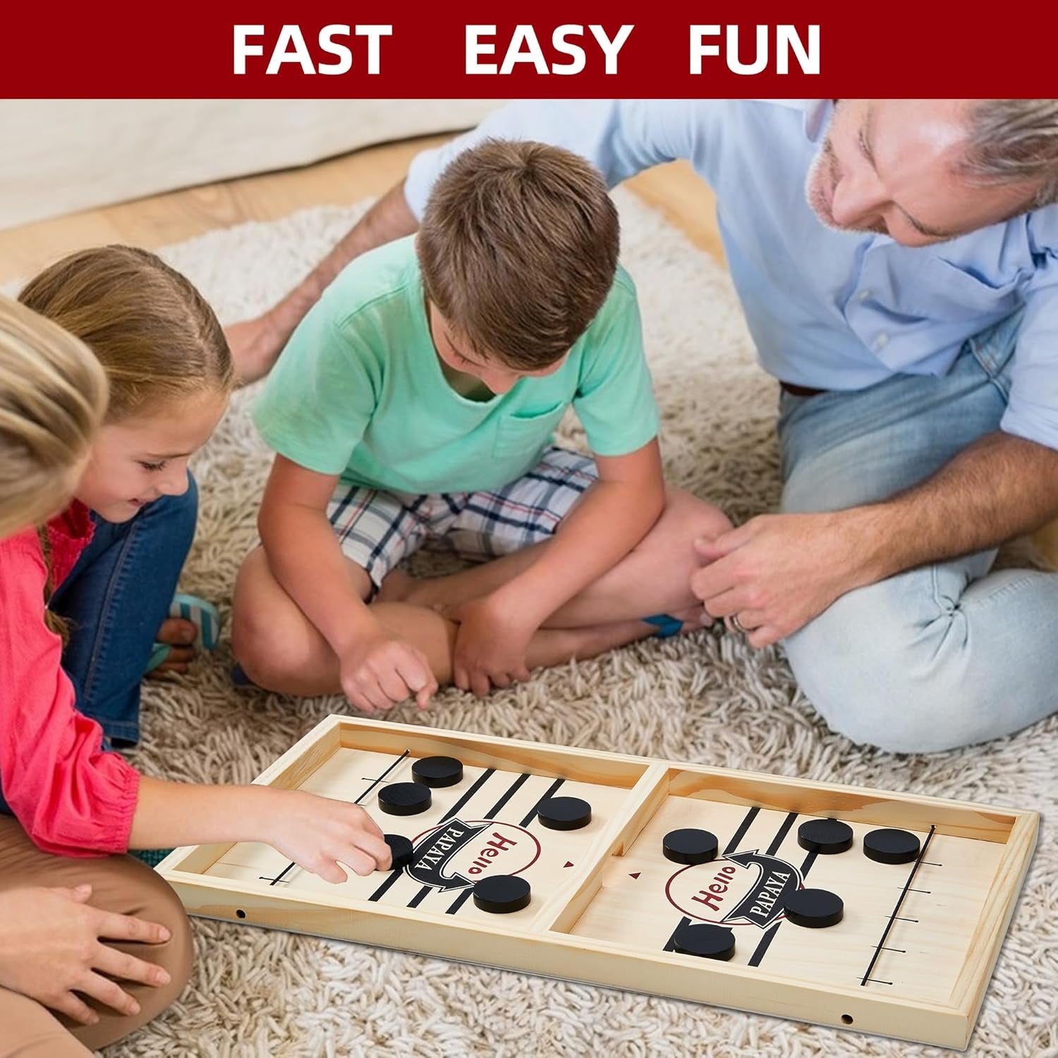 - Test Your Speed and Accuracy with This Fast-Paced Wooden Air Hockey Desktop Battle Board Game - Guaranteed Fun Gifts for Family Night or Friends Party