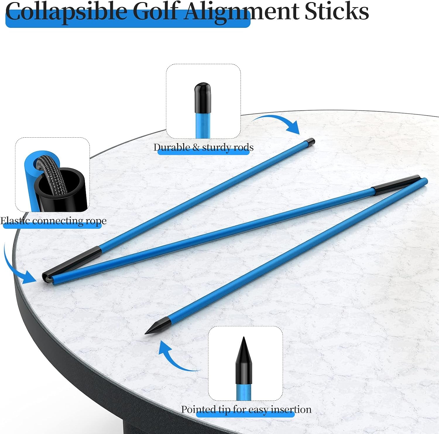 Golf Alignment Stick, 2 Set Golf Alignment Rods, 48" Collapsible Alignment Stick Golf Training Aid for Aiming, Putting, Posture Corrector, Golf Practice Sticks with Clear Tube Case