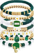 Football Mom Gifts Game Day #1 Bracelet Football Charm Beaded Stretch Bracelet Sports Jewelry for Football Dad Coach Fans Gifts