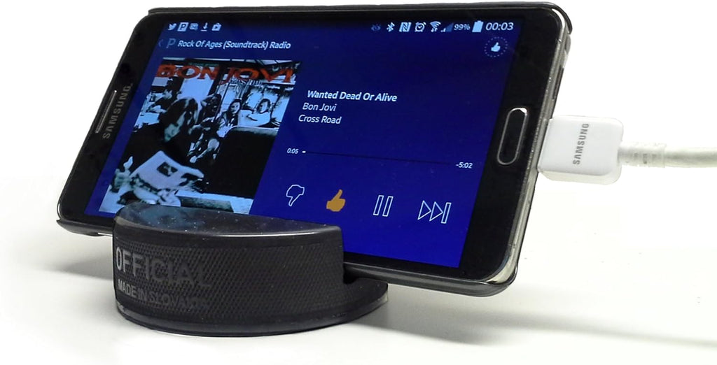 The Original Indestructible Hockey Puck Cell Phone Stand - Made from a Genuine Hockey Puck -Compatible for All Iphone/Samsung/Google/Lg Smartphones and More. (1 Pack)