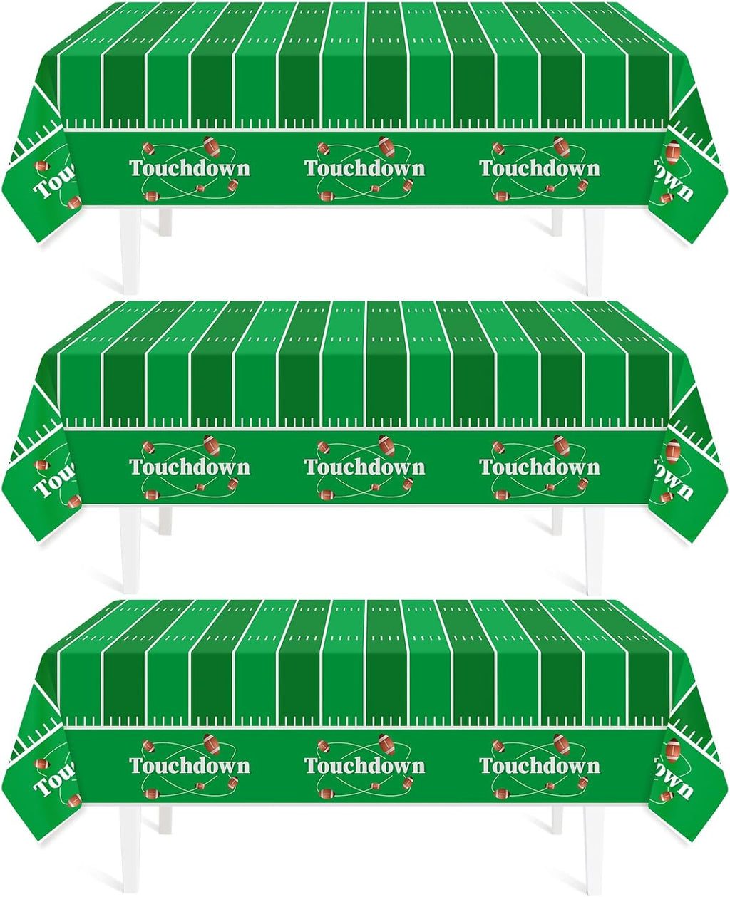 Football Party Decorations,3 Pack Football Tablecloth Disposable Plastic Tablecloth 54" X 108" Plastic Table Cloth for Rectangle Tables,Birthday Party Decor,Parties Supplies for Home,Dinner