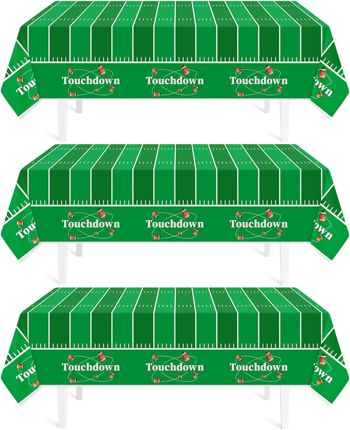 Football Party Decorations,3 Pack Football Tablecloth Disposable Plastic Tablecloth 54" X 108" Plastic Table Cloth for Rectangle Tables,Birthday Party Decor,Parties Supplies for Home,Dinner