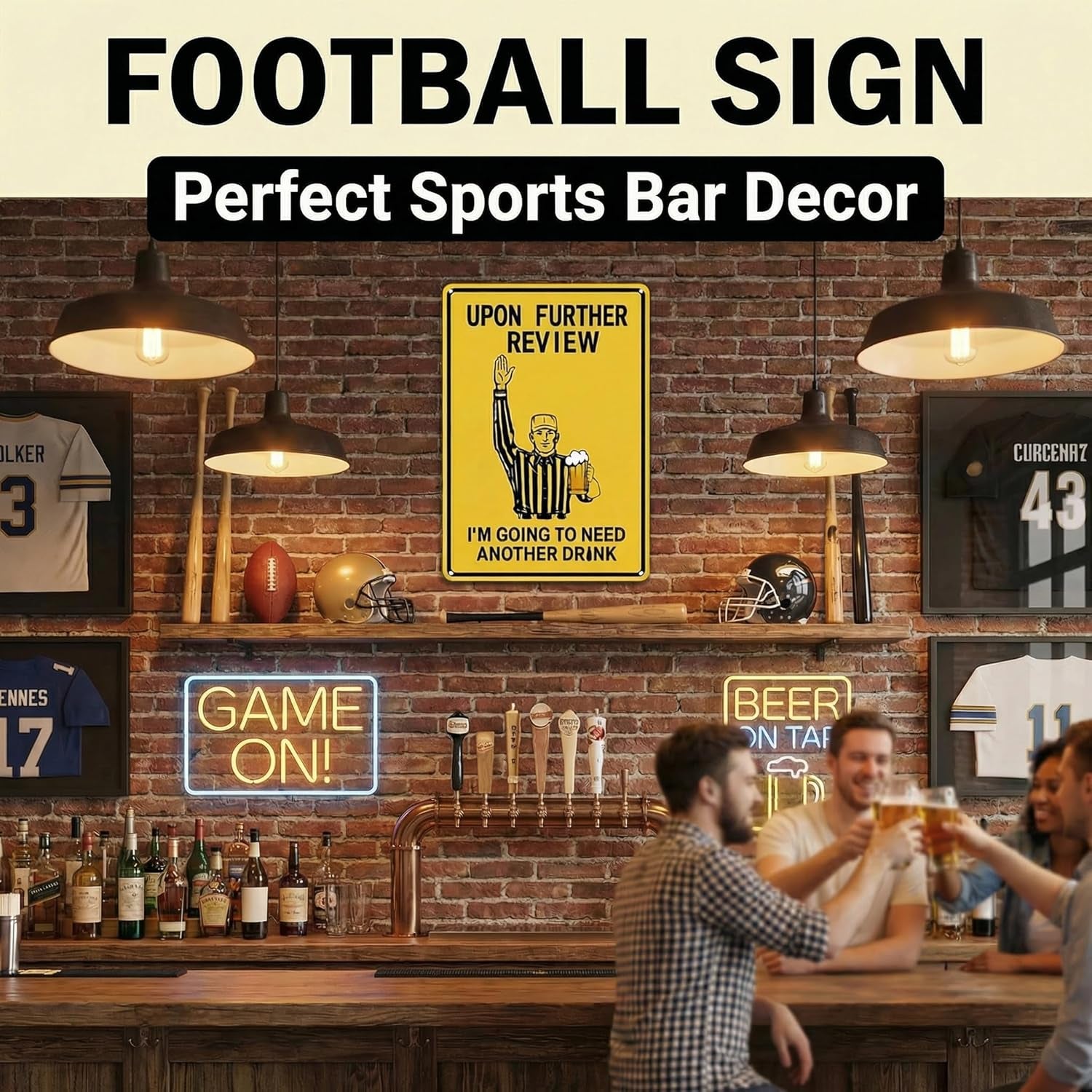 Football Gifts Vintage Football Sign upon Further Review I'M Going to Need Another Drink Tin Sign for Home Man Cave Garage Bar Basement Decor 8X12 Inch (3182)