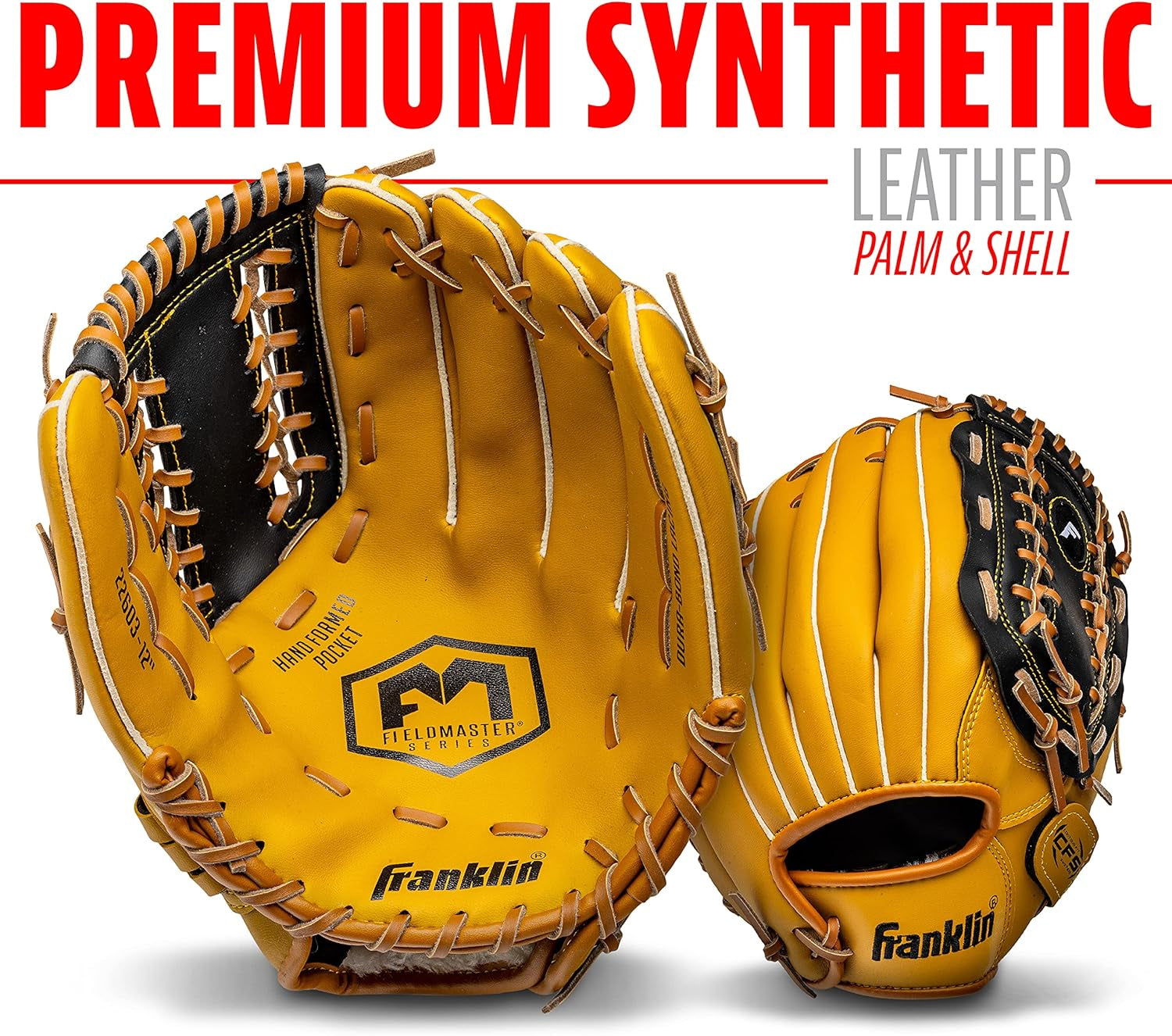 Franklin Sports Field Master Baseball + Softball Glove - Field Master Adult + Youth Baseball + Softball Mitt - Men'S + Women'S Gloves - Right Hand Throw