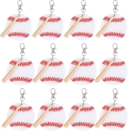 Baseball Softball Sports DIY Keychain : 12 Set Acrylic Keychain Kit with Mini Baseball Softball Bat