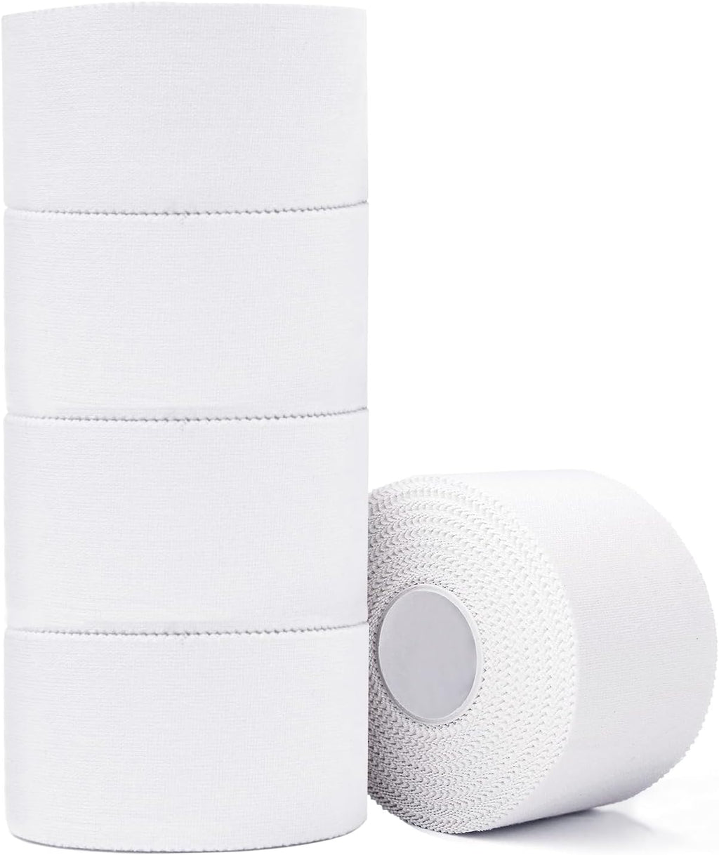 Athletic Tape,5 Pack White Sports Tape,Very Strong No Sticky Residue Wrist Ankle Tape for Gymnastics Boxing Lacrosse Climbing Hockey Bat