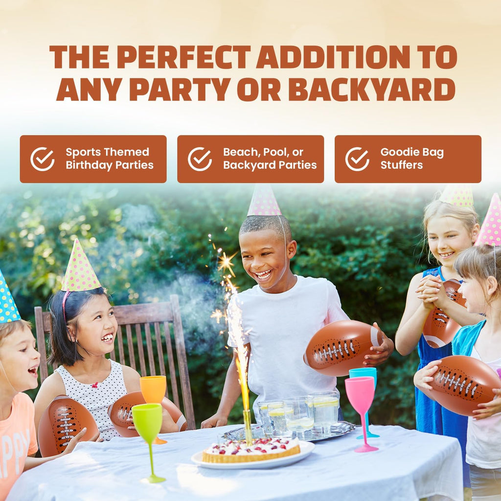 12-Pack 16" Inflatable Footballs for Football Party Decorations & Party Favors – Blow-Up Sports-Themed Beach Balls for Game Day & Birthday Supplies, Goodie Bag Stuffers