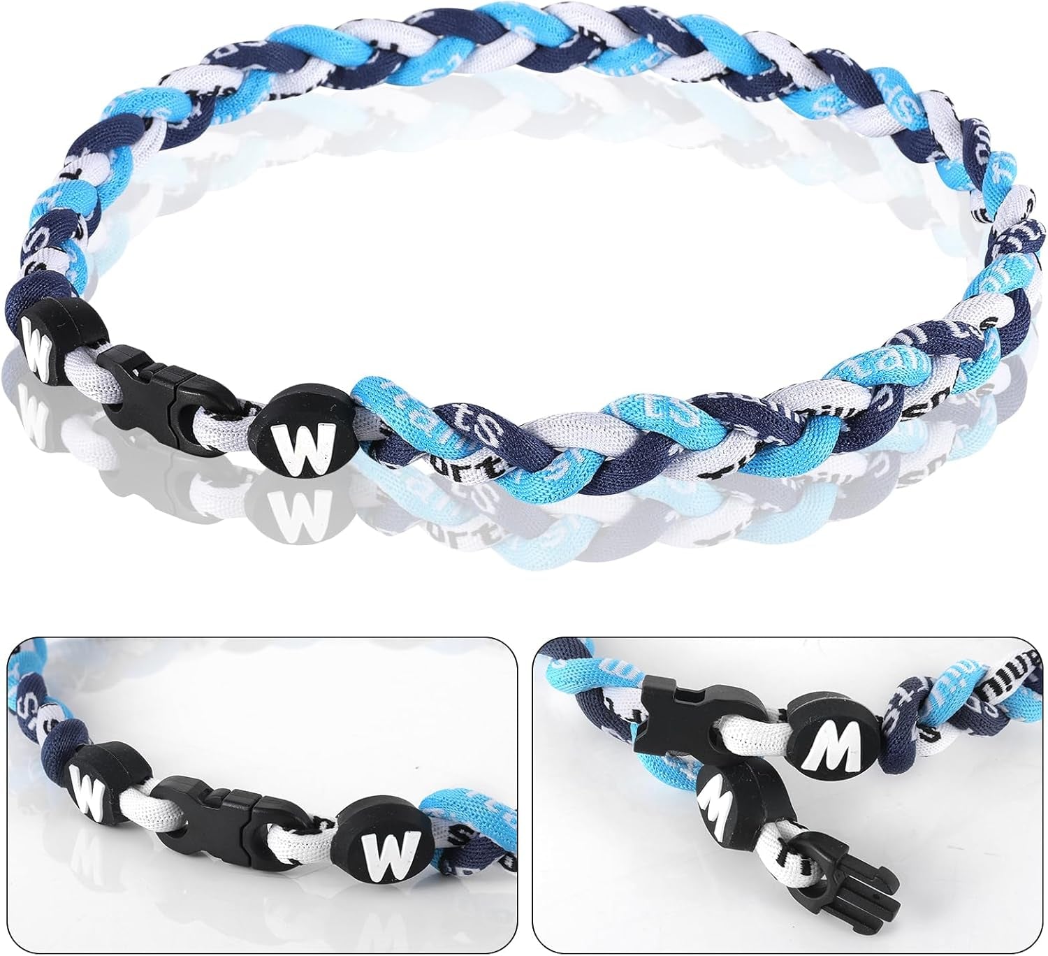 Premium 18Inch Baseball Necklace W/Nylon Tri-Braided Rope Tornado Design