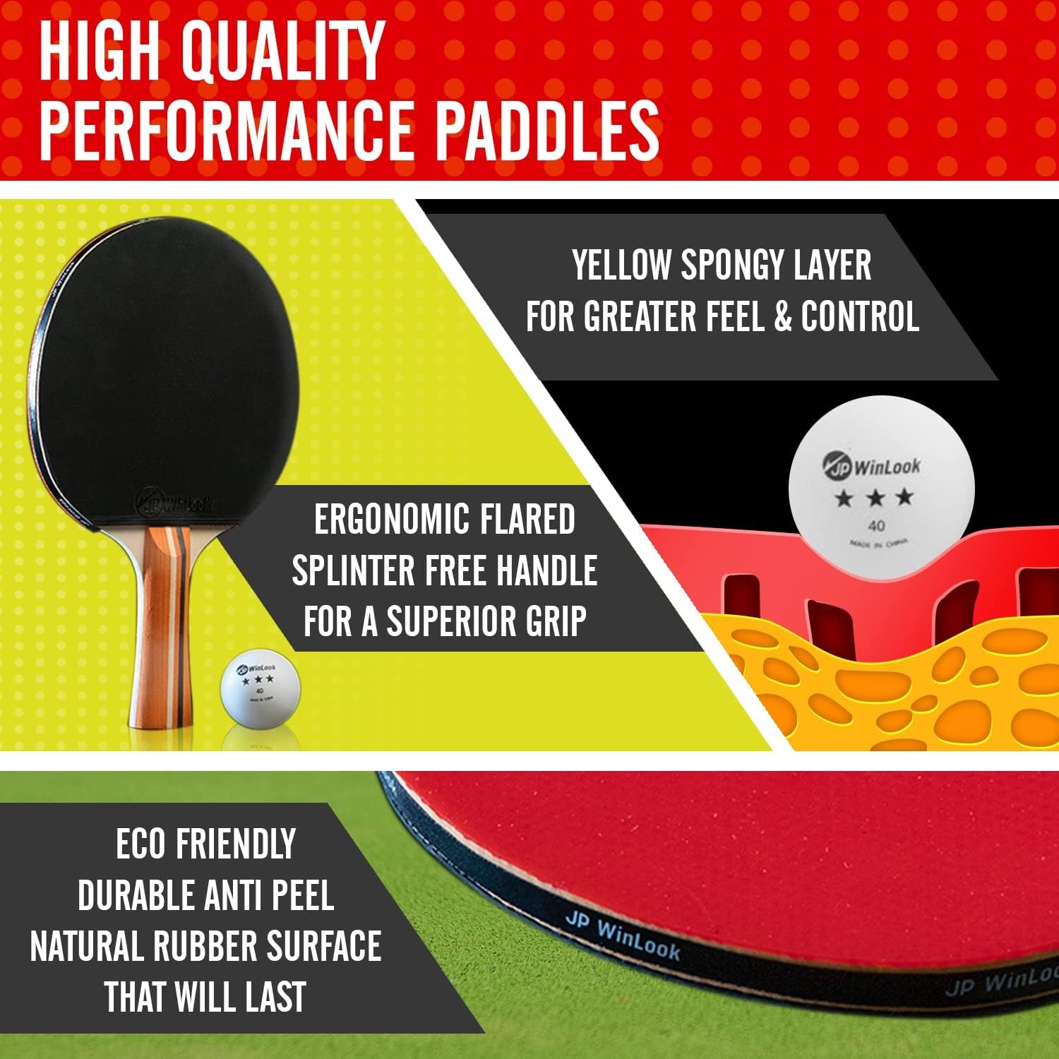 Ping Pong Paddles Sets - Portable Table Tennis Paddle Set with Ping Pong Paddles Professional Case & Ping Pong Balls - Premium Table Tennis Racket Player Set for Indoor & Outdoor Games