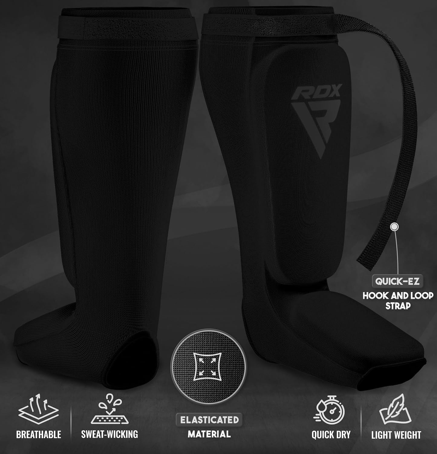 Shin Guards Kickboxing Muay Thai, SATRA Approved, MMA Leg Instep Protection Pads, Sparring Training Martial Arts Boxing, Elasticated Padded Protector, Karate BJJ Taekwondo Gear, Men Women