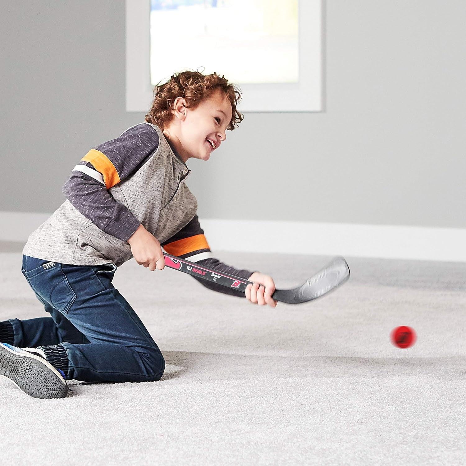 Franklin Sports NHL Mini Hockey Stick Set - NHL Team Knee Hockey Stick and Ball Set - Two Player Stick Set - Great Toy for Kids