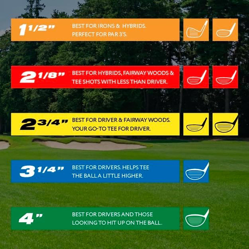 PTS Wood Golf Tees | 100 Count, 2-3/4 Inch | #1 Wood Tee on Tour | Best for Drivers & Woods