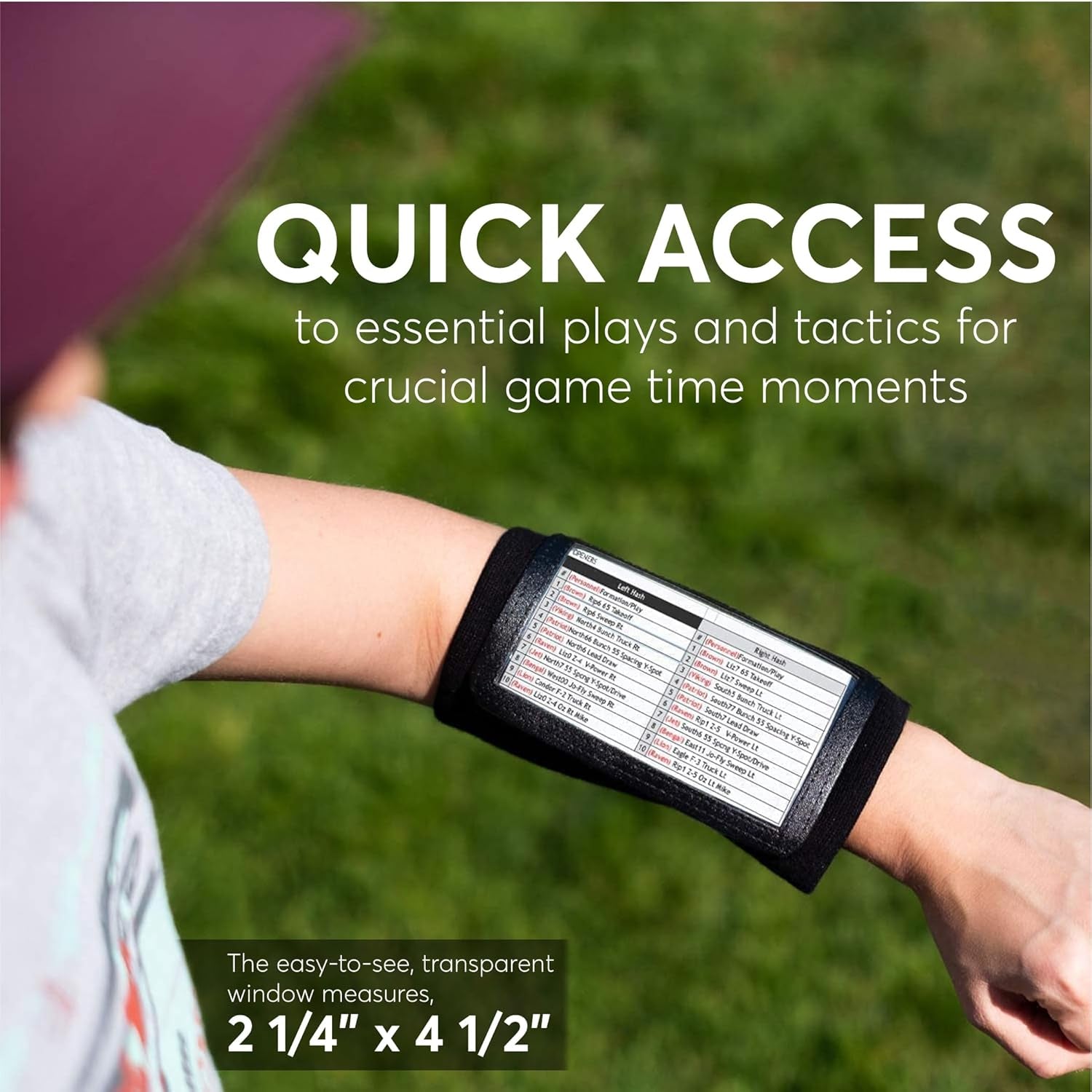 QB Playbook Wristband - Football Quarterback Play Wristbands for Adult and Youth - Wrist Coach for All Sports with 3 Compartments