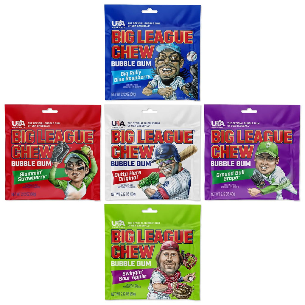 Bulk Variety Pack of 5 – Classic Baseball Bubble Gum Bulk with 5 Flavors for Teams and Parties, Dugout Snacks & Gifts – Nostalgic Candy Bubblegum