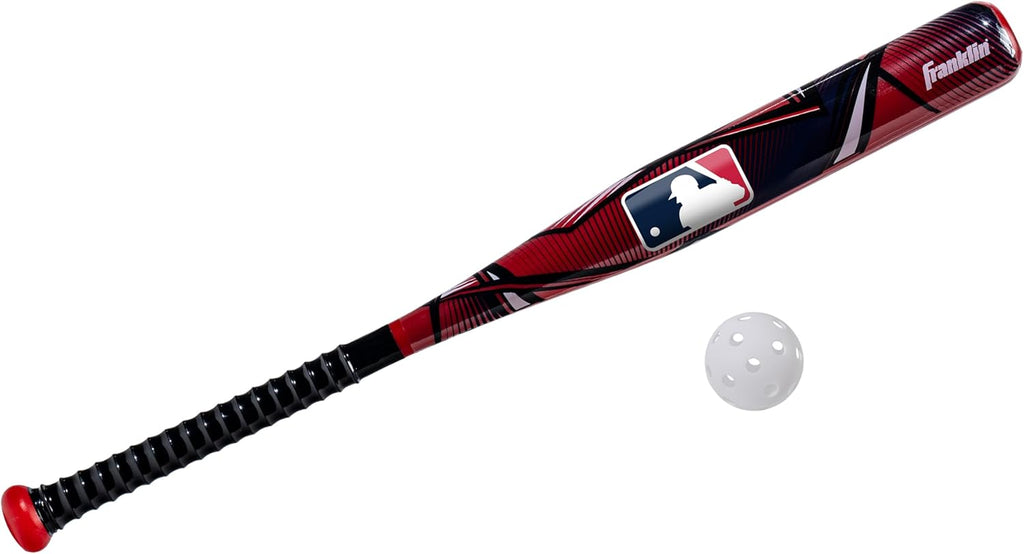 Franklin Sports Kids Plastic Baseball Bat + Balls Set - MLB Slammin' Toy Bat & Ball Set for Kids - Youth 30" Inch Plastic Baseball Bat & Plastic Baseball - Kids Bat + Ball Set