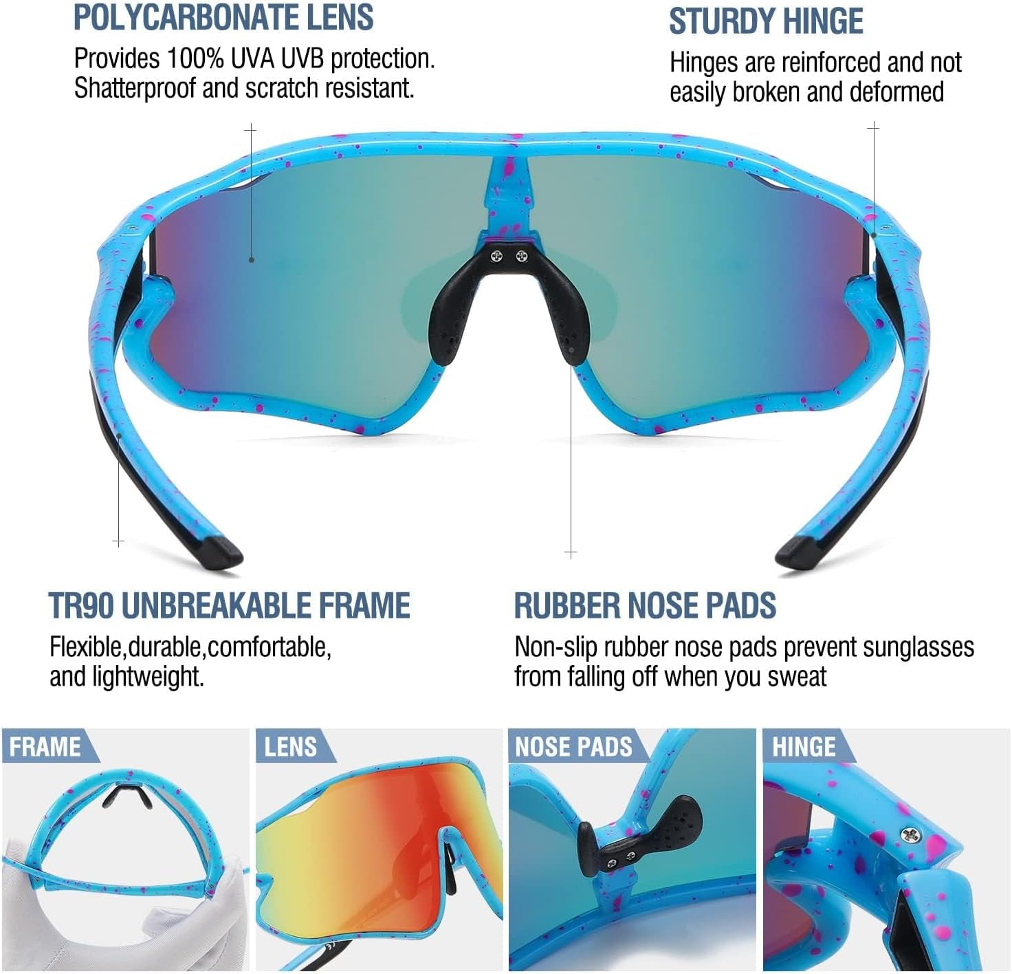Kids Youth Baseball Sunglasses for Boys Girls Age 8-16 Polarized UV400 Protection Sports Cycling Glasses DK268