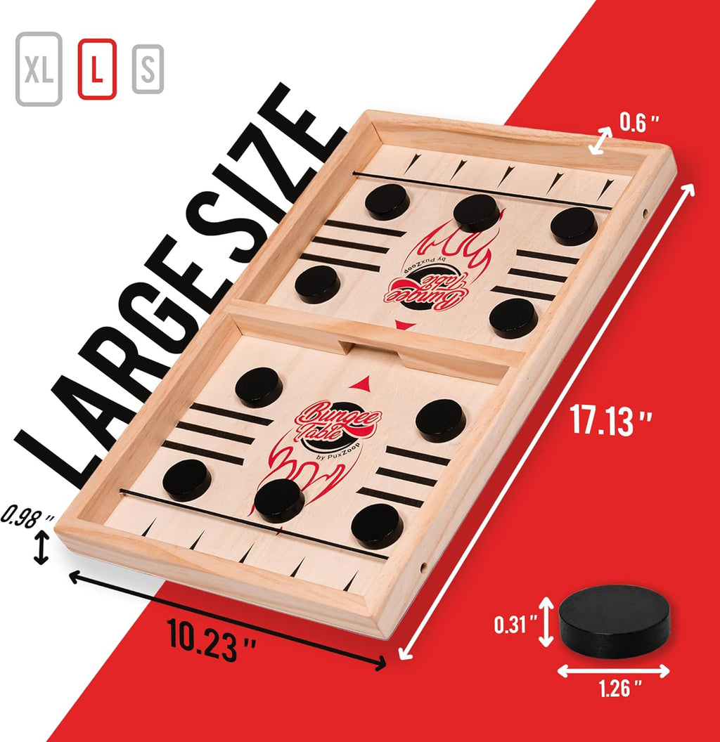 Fast Sling Puck Game - Test Your Speed and Accuracy with This Fast-Paced Wooden Air Hockey Board Game - Guaranteed Fun for Family Night or Friends Party