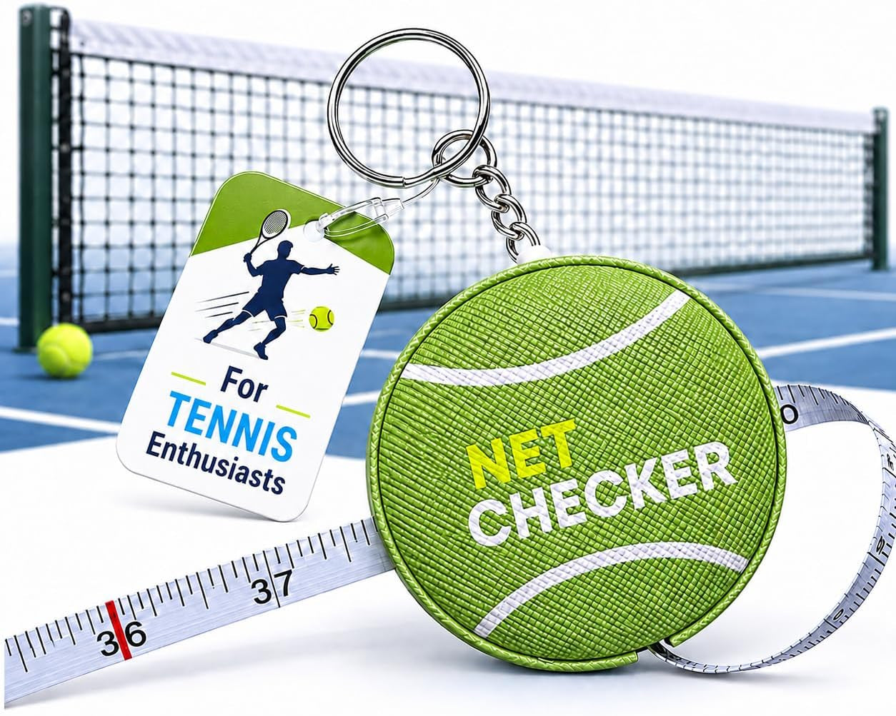 Net Checker Tennis Net Height Measuring Tape and Keyring