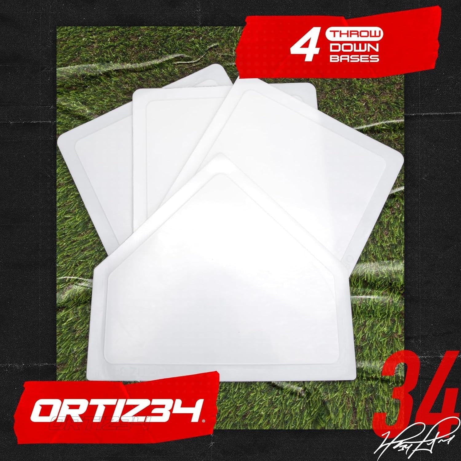 Grand Slam Set- Graffiti Plastic Bat, David Ortiz Backyard Baseball Set with 3 Balls, 4 Throw down Bases