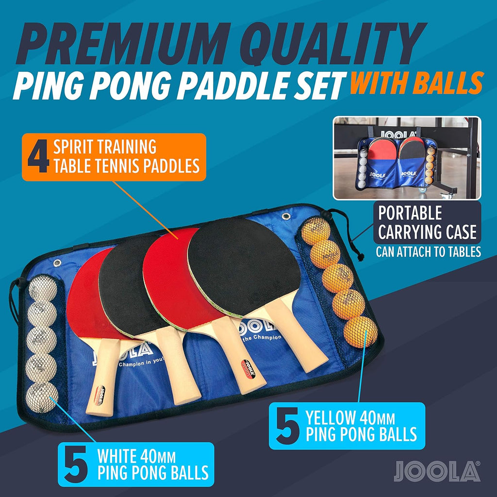 Family Premium Ping Pong Paddles Set of 4 - Advanced Table Tennis Rackets, 10 Training 3 Star Ping Pong Balls, and Storage Case - Competitive or Recreational Play - Indoor and Outdoor Compatible