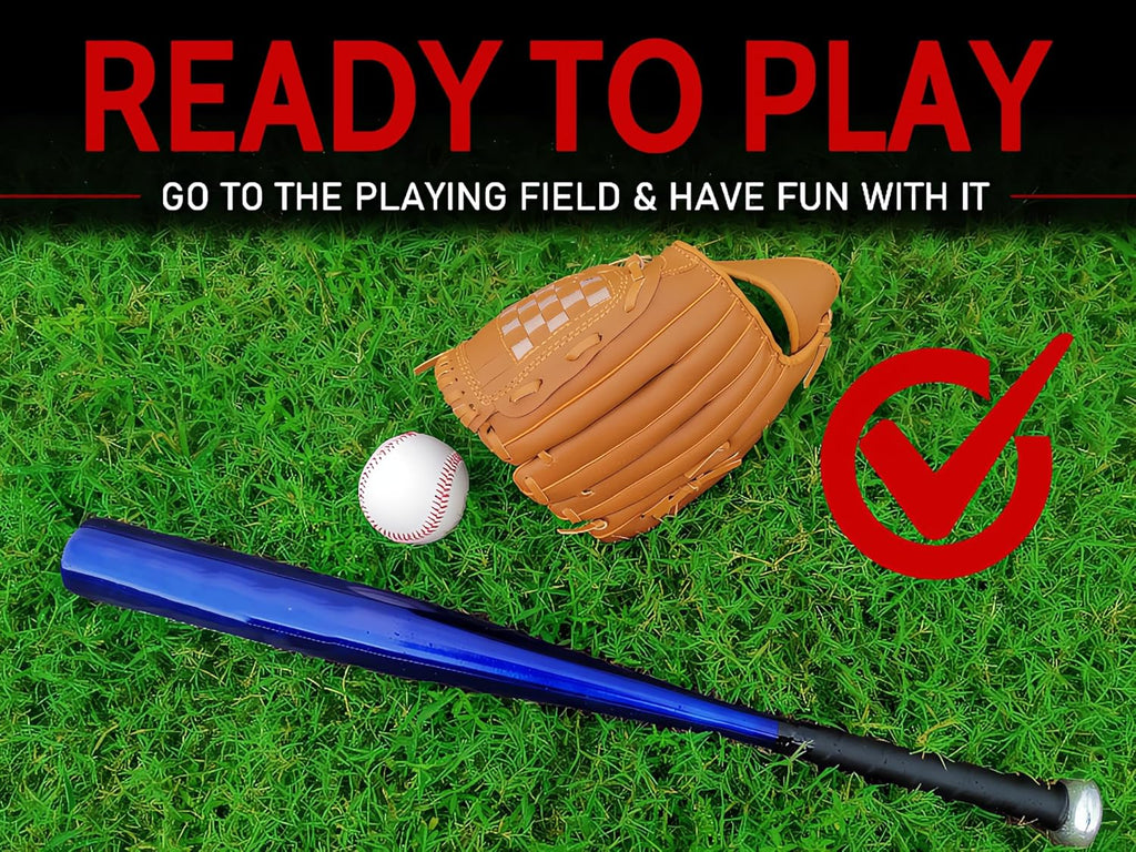 Softball Baseball Bat Set with Glove and Balls - 25 Inch/63Cm Aluminum Bat for Pickup Games and Batting Practice